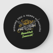 Happy Hanukkah Sameach! Große Wanduhr (Vorderseite)