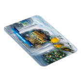 Happy Hanukkah. Schneefenster mit Menorah Magnet (Rechte Seite)