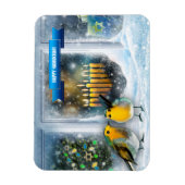 Happy Hanukkah. Schneefenster mit Menorah Magnet (Vertikal)