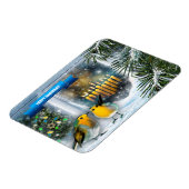 Happy Hanukkah. Schneefenster mit Menorah Magnet (Linke Seite)