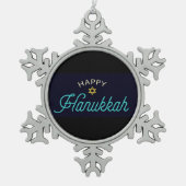 Happy Hanukkah Schneeflocken Zinn-Ornament (Vorderseite)