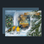 Happy Hanukkah. Schneeszene mit Menorah Card Feiertagskarte<br><div class="desc">Die Grüße der Saison. Happy Hanukkah. Frohe Weihnachten. Frohes neues Jahr. Schneeszene mit Vögeln und Menorah Malerei Hanukkah / Weihnachten / Neujahr personalisierbare flache Grußkarten. Matching Karten und Geschenke verfügbar in der jüdischen Ferien / Hanukkah Kategorie unseres Stores.</div>