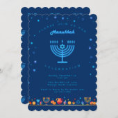 Happy Hanukkah Schöner jüdischer Urlaub Einladung (Vorne/Hinten)