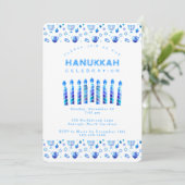 Happy Hanukkah Schöner jüdischer Urlaub Einladung (Stehend Vorderseite)