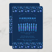 Happy Hanukkah Schöner jüdischer Urlaub Einladung (Vorne/Hinten)