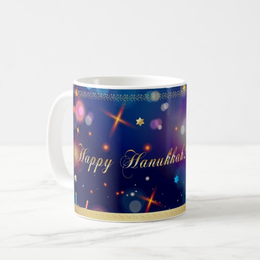 Happy Hanukkah Schöner jüdischer Urlaub Kaffeetasse (Vorderseite Links)