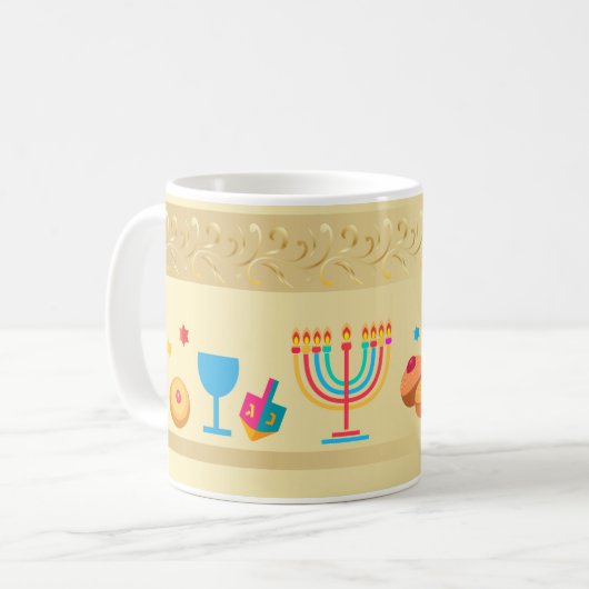 Happy Hanukkah Schöner jüdischer Urlaub Kaffeetasse (Vorderseite Links)