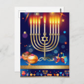 Happy Hanukkah Schöner jüdischer Urlaub Postkarte (Vorne/Hinten)