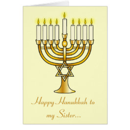 Happy Hanukkah Schwester mit Menorah