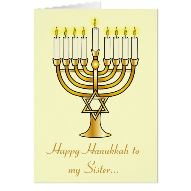 Happy Hanukkah Schwester mit Menorah (Vorne)