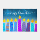 Happy Hanukkah Script Modern Boho Candle Turquoise Fußmatte (Vorderseite)