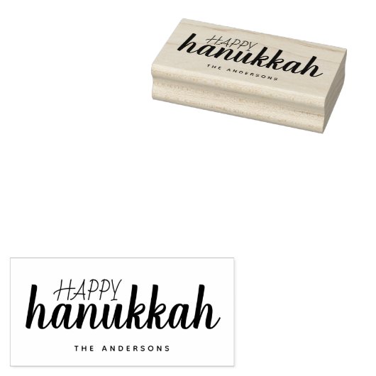 Happy Hanukkah Script Personalisiert Holiday Gummistempel (Stempel)