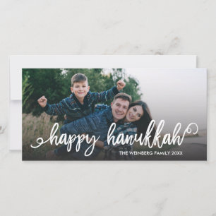 Happy Hanukkah Script Typografie Holiday Foto Feiertagskarte