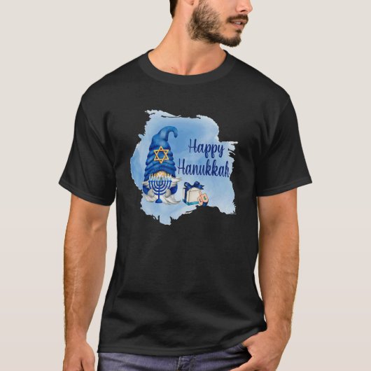 Happy Hanukkah Shalom Gnome Menorah Jewish T-Shirt (Vorderseite)