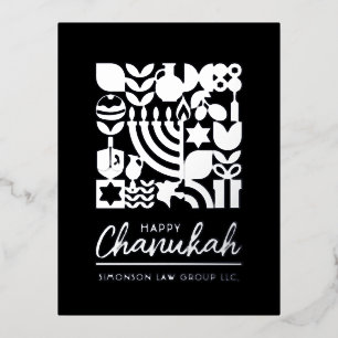 Happy Hanukkah Silver Foil Jüdischer Gruß Folien Feiertagspostkarte