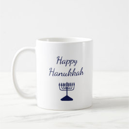 Happy Hanukkah Simple Blue Menorah Kaffeetasse
