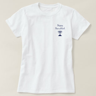 Happy Hanukkah Simple Blue Menorah T-Shirt