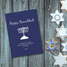 Happy Hanukkah Simple Menorah Blue