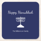 Happy Hanukkah Simple Menorah Blue Rechteckiger Pappuntersetzer (Vorderseite)