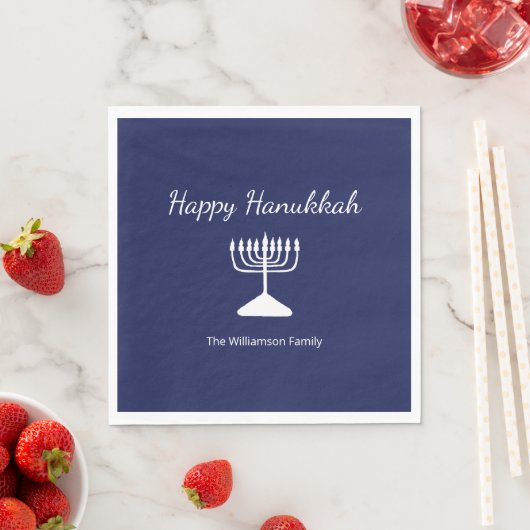 Happy Hanukkah Simple Menorah Blue Serviette (Beispiel)