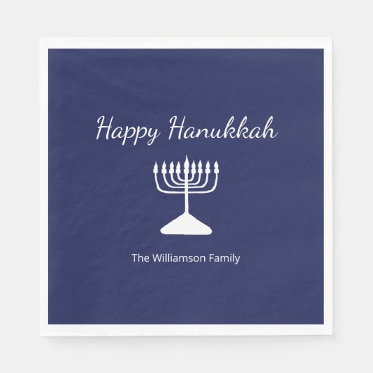 Happy Hanukkah Simple Menorah Blue Serviette (Vorderseite)