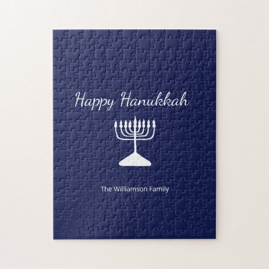 Happy Hanukkah Simple Menorah Navy Blue Puzzle (Vertikal)