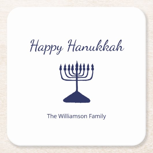 Happy Hanukkah Simple Menorah Rechteckiger Pappuntersetzer (Vorderseite)