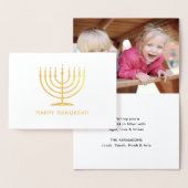 Happy Hanukkah Simple Modern Menorah One Foto Folienkarte (Anzeige)