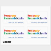 Happy Hanukkah Simple Rainbow Typografie Custom Rechteckiger Aufkleber (Blatt)