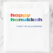 Happy Hanukkah Simple Rainbow Typografie Custom Rechteckiger Aufkleber (Tasche)