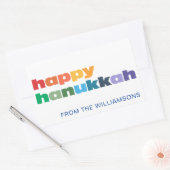Happy Hanukkah Simple Rainbow Typografie Custom Rechteckiger Aufkleber (Umschlag)