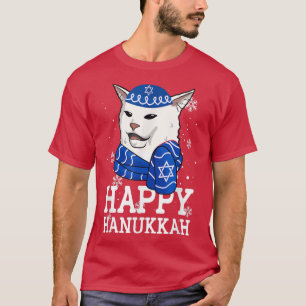Happy Hanukkah Smudge Cat Meme Funny Holiday Ugly T-Shirt
