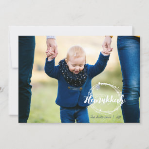 Happy Hanukkah Snow Bubbles Holiday Foto Card Feiertagskarte