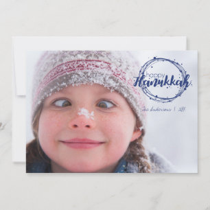 Happy Hanukkah Snow Bubbles Holiday Foto Card Feiertagskarte