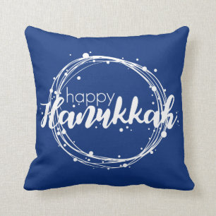 Happy Hanukkah Snow Bubbles Holiday Throw Kissen