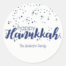 Happy Hanukkah Snow Bubbles Sticker-Geschenk-Tag Runder Aufkleber