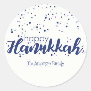 Happy Hanukkah Snow Bubbles Sticker-Geschenk-Tag Runder Aufkleber