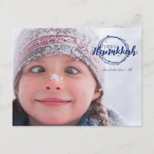 Happy Hanukkah Snow Bubbles Wreath Foto Postkarten