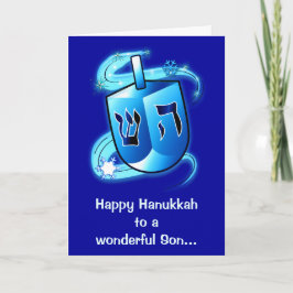 Happy Hanukkah Son with Spinning Dreidel Feiertagskarte