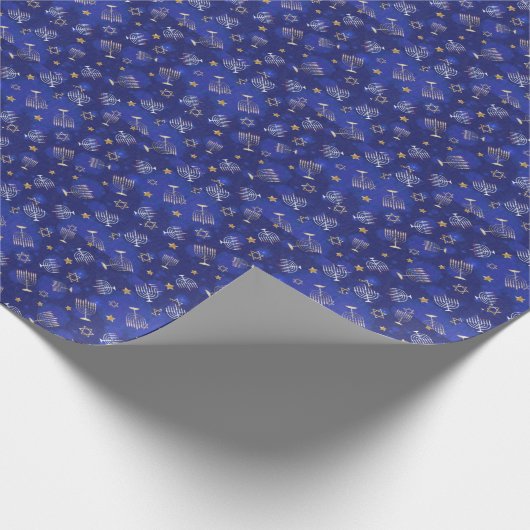Happy Hanukkah (Sparkling Blue) Packpapier (Ecke)