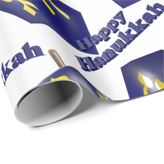 Happy Hanukkah Spinning Dreidel Geschenkpapier (Rolleneckpunkt)