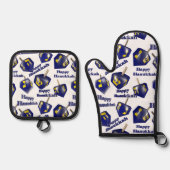 Happy Hanukkah Spinning Dreidel Ofenhandschuh & Topflappen-Set (Vorderseite)