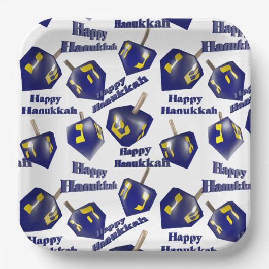 Happy Hanukkah Spinning Dreidel Pappteller (Vorderseite)