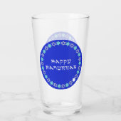 Happy Hanukkah Star Circle Glas (Rückseite)