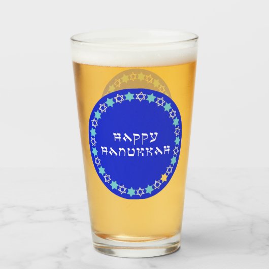Happy Hanukkah Star Circle Glas (Vorne (Gefüllt))
