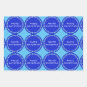 Happy Hanukkah Star Circle Wrapping Paper Sheets Geschenkpapier Set (Vorderseite 2)