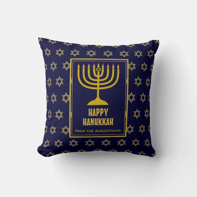 HAPPY HANUKKAH Star David Personalisiert BLUE Kissen (Vorderseite)