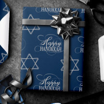 Happy Hanukkah Star der David Classic Silver Navy
