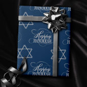 Happy Hanukkah Star der David Classic Silver Navy Geschenkpapier