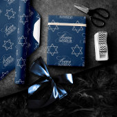 Happy Hanukkah Star der David Classic Silver Navy Geschenkpapier